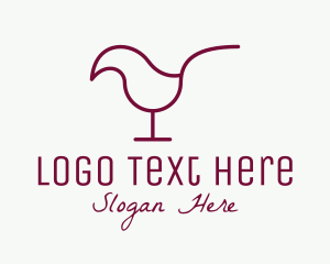 Farm Animal - Minimalist Red Wine Chick logo design