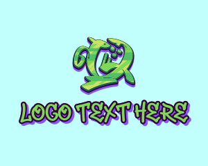 Hiphop - Green Graffiti Art Letter Q logo design