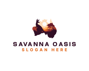 Australia Kangaroo Savanna logo design