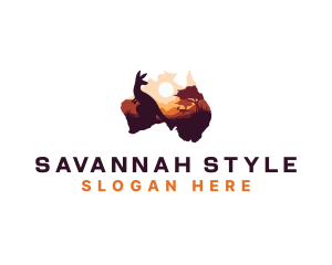 Australia Kangaroo Savanna logo design