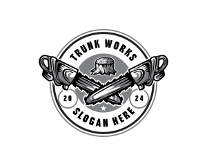 Trunk - Chainsaw Tree Forestry logo design