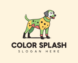 Colorful Costume Spotted Dog logo design