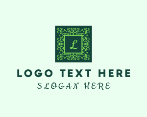 Vegan - Green Botanical Frame logo design