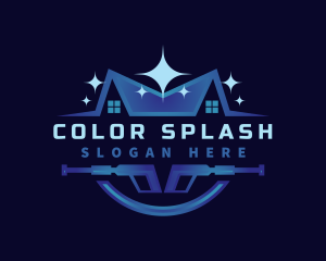 Pressure Wash Cleaning Roof logo design