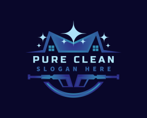 Pressure Wash Cleaning Roof logo design