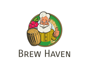 Brew - Grandpa Brewery Barrel logo design