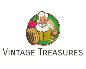 Old - Grandpa Brewery Barrel logo design