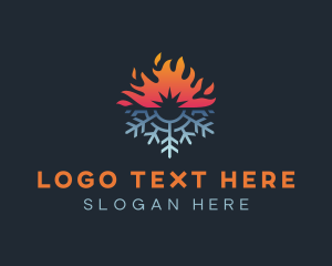 Heat - Ice Snowflake Flame logo design