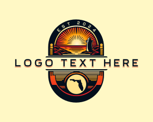 Florida - Travel Sunset Lighthouse logo design