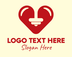 Gym Lover - Red Barbell Heart logo design