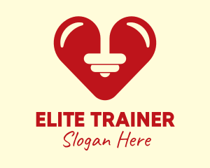 Red Barbell Heart logo design