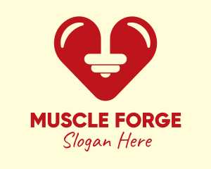 Hypertrophy - Red Barbell Heart logo design