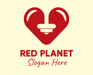 Red Barbell Heart logo design