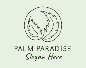 Organic Tropical Palm Leaf  logo design