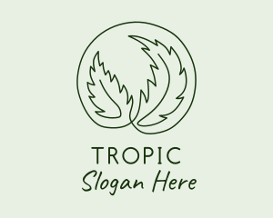 Organic Tropical Palm Leaf  logo design