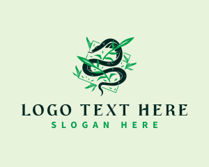 Ornamental - Boho Leaves Snake logo design