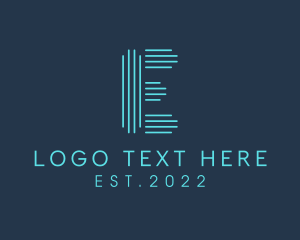 Dj - Cyber Data Neon Letter E logo design