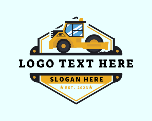 Bulldozer - Bulldozer Road Roller Compactor logo design