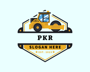 Bulldozer Road Roller Compactor logo design