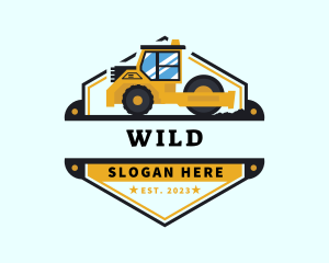 Bulldozer Road Roller Compactor logo design