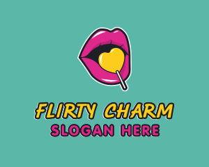 Flirt - Sweet Lollipop Lips logo design