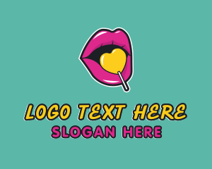 Flirt - Sweet Lollipop Lips logo design