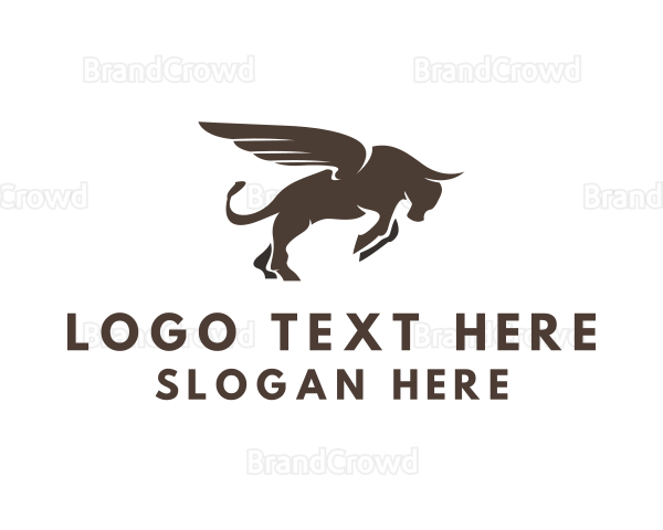 Winged Charging Bull Logo