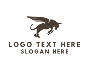 Winged Charging Bull logo design