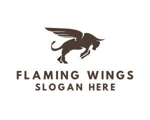 Wings - Winged Charging Bull logo design