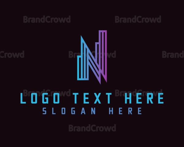 Gradient Tower Letter N Logo