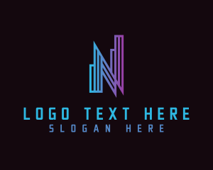Modern - Gradient Tower Letter N logo design