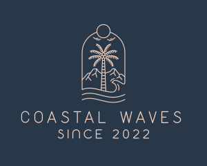 Shore - Tropical Coconut Tree Beach logo design