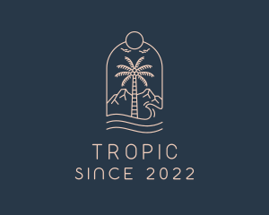 Tropical Coconut Tree Beach logo design