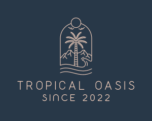 Tropical - Tropical Coconut Tree Beach logo design
