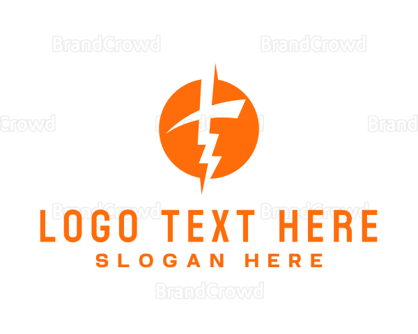 Orange Thunder Energy Letter T Logo