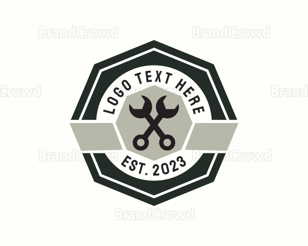 Wrench Mechanic Badge Logo