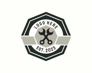 Wrench Mechanic Badge Logo