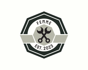 Wrench Mechanic Badge logo design