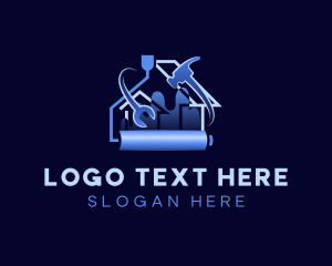 Contractor - Hammer Wrench Paint logo design