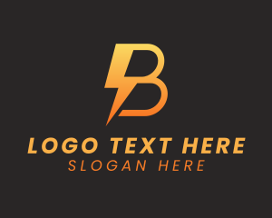 Telco - Orange Thunder Letter B logo design