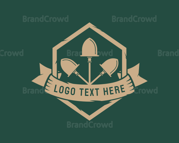 Shovel Landscape Tool Shield Logo
