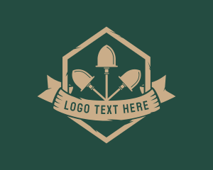 Soil - Shovel Landscape Tool Shield logo design