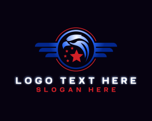 Powerful - Winged Eagle Badge logo design