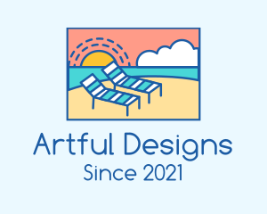 Summer Beach Sunbathing logo design