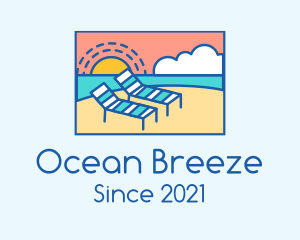 Seashore - Summer Beach Sunbathing logo design