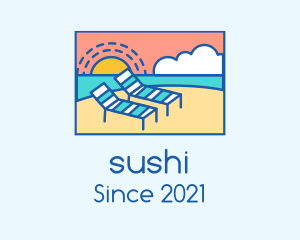 Summer Beach Sunbathing logo design