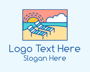 Summer Beach Sunbathing Logo