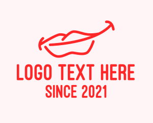 Pout - Red Lip Outline logo design