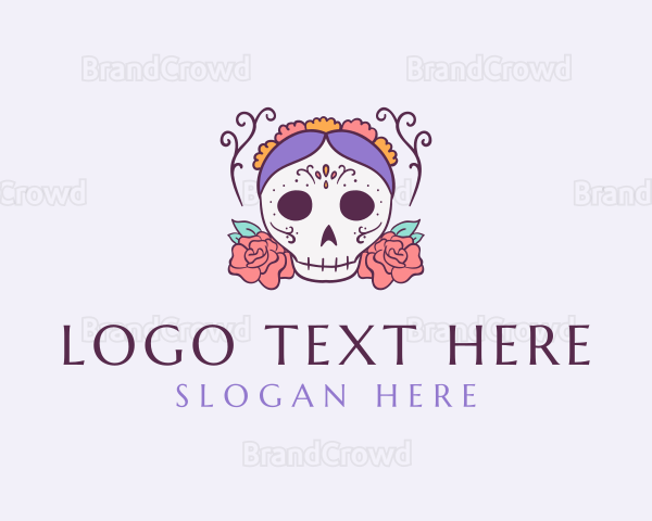 Festive Lady Skull Logo