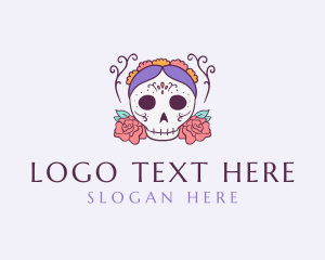 Rose - Festive Lady Skull logo design